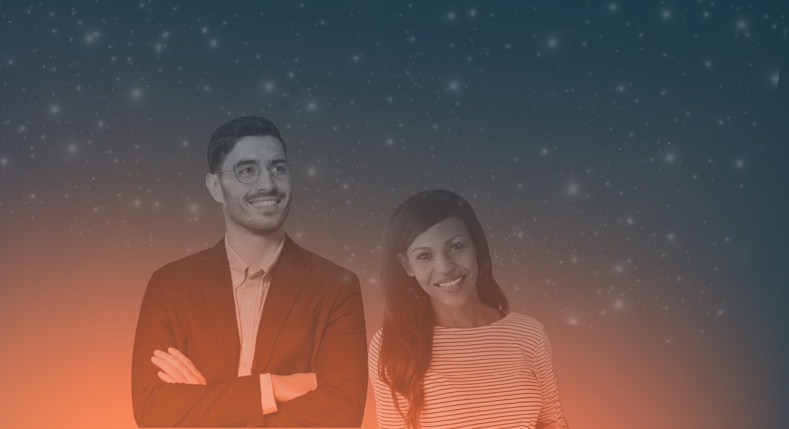 Starry background with people